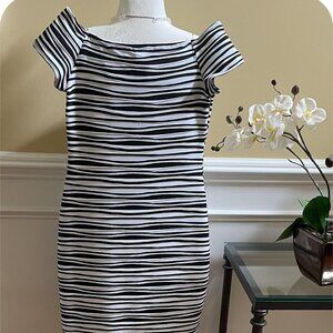 Brat Star Short Dress M/L Fits Like S/M Black White Stripes Very Stretchy